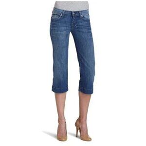 7 For All Mankind Women's Cropped Dojo Jeans Blue Size 28